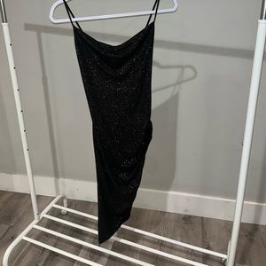 black& gold sparkle one-leg open bodycon dress
